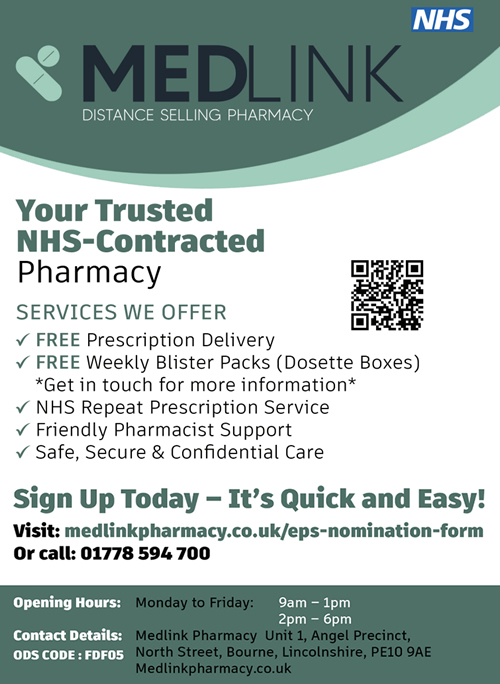 Medlink Pharmacy - Call 01778 594700 Medlink Pharmacy, Bourne